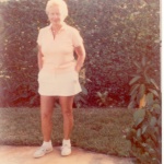 Mary in her tennis outfit